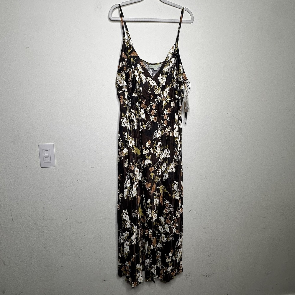 Ryegrass Womens‎ Dress Size 1X Black Floral Maxi Faux Wrap Feminine Summer